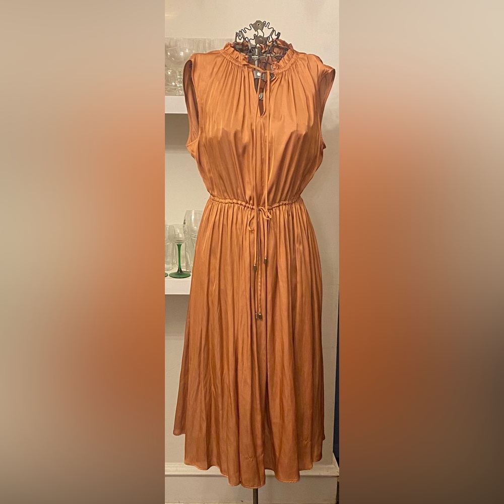 Tahari Sleeveless Midi Dress in Rust